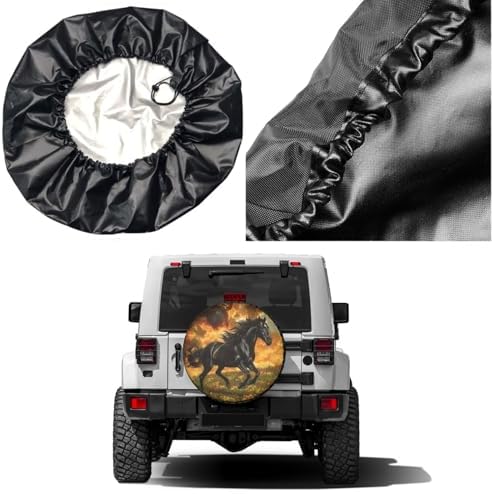 3D Horse Print Spare Tire Cover Dust-Proof Wheel Tire Cover Fit Trailer - Image 5
