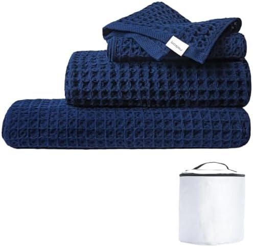 Luxury Organic Japanese Cotton Waffle Bath Towel | Thick, Quick Dry Bathroom by KOSMU
