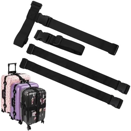 4 Pack Luggage Straps for Suitcases, Anti-Burst and Adjustable by Unknown