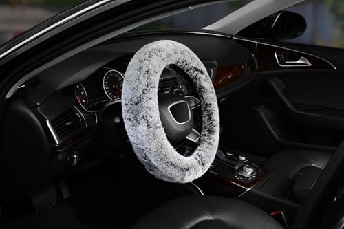 KAFEEK 16 inch Frost Fluffy Steering Wheel Cover, Large Size - Image 5