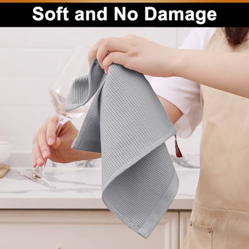 Homaxy 100% Cotton Waffle Weave Kitchen Towels, 12 Pack, Light Grey - Image 5