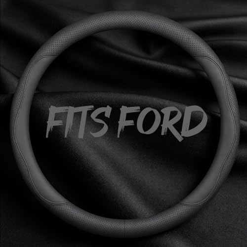 Leather Car Steering Wheel Cover, Breathable Laser-Perforated, Pure Black by TRROCC