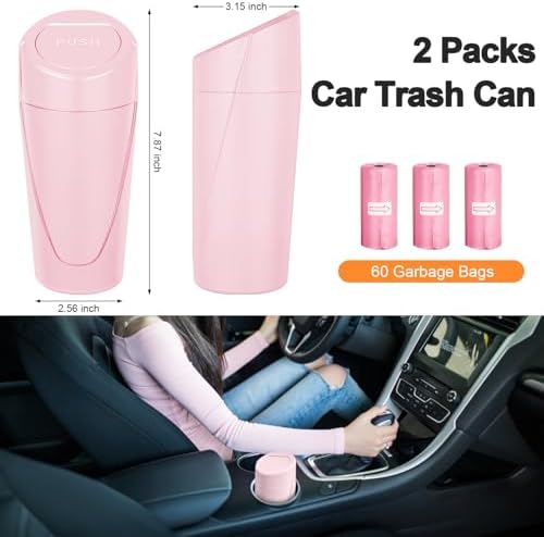 Car Trash Can, 2 Packs Mini Car Garbage Can Cup Holder - Image 6