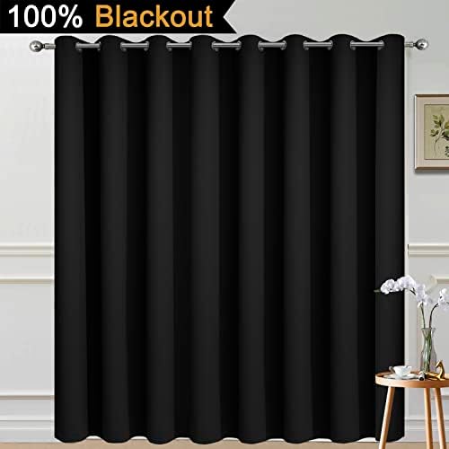 Yakamok Black 100% Blackout Patio Door Curtain Panels W100 x L84, 1 Panel - Image 2