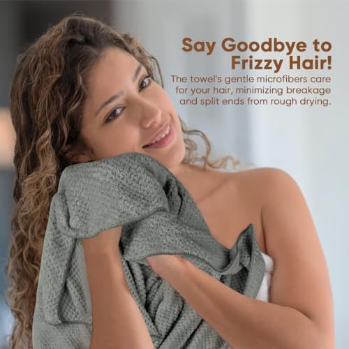HOMEXCEL 5PK Microfiber Hair Towels, 40x20 in, Fast Drying - Image 3