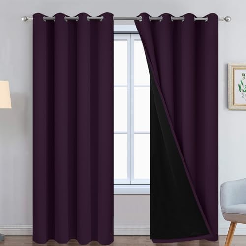 Yakamok Dark Purple 100% Blackout Curtains 84 Inches Long 52" Wide 2 Panels by Yakamok
