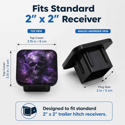 Trailer Hitch Covers Purple Skull Heavy Duty 2 Inch Hitch Cover - Image 2