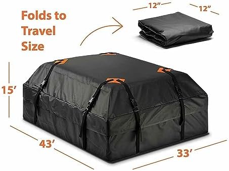 ZONETECH Durable Roof Top Waterproof Cargo Bag -Classic Black 15 Cubic Feet - Image 3