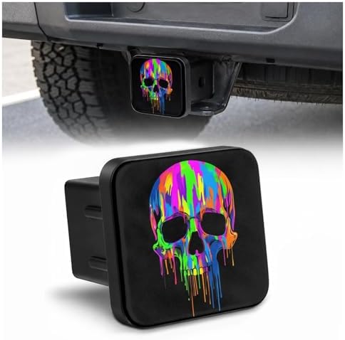 Hitch Cover Receiver Tube Hitch Plug Rainbow Skull, Tool-Free Install Tow Hitch by Unknown