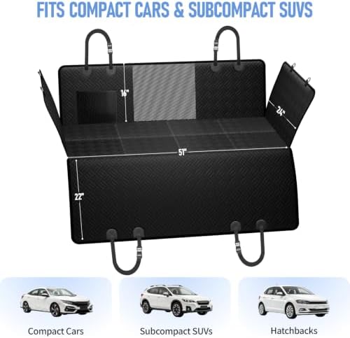 Dog Car Seat Cover for Back Seat, Hard Bottom Back Seat Extender for Dog - Image 3