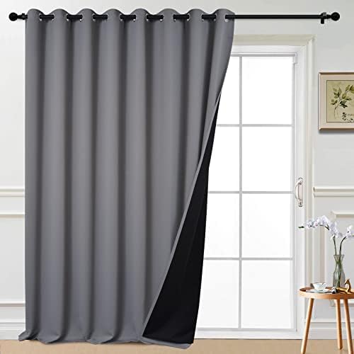 Yakamok Grey 100% Blackout Patio Door Curtain Panels W100 x L108, 1 Panel by Yakamok