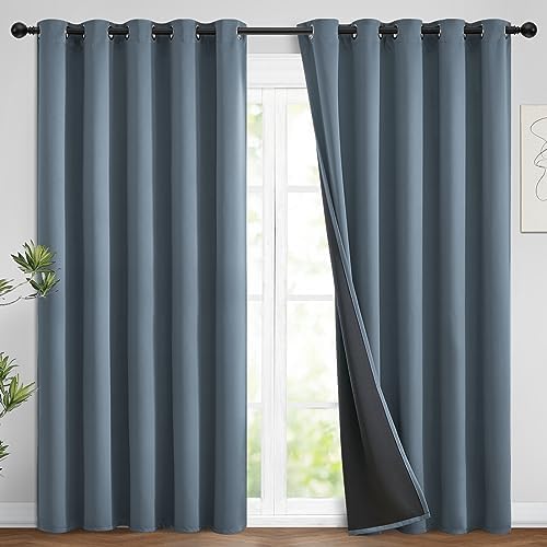 Yakamok Stone Blue 100% Blackout Curtains 96 Inches Long 62" Wide 2 Panel by Yakamok
