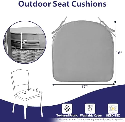 IPYNBAP Outdoor Chair Cushions Set of 4 -Waterproof Outdoor Seat Cushions - Image 6