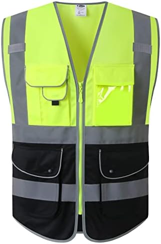 JKSafety Safety Vest for Men Women Reflective Hi Vis JK150 YBlack XL by JKSafety