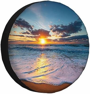 Beautiful Cloudscape Spare Tire Cover Sea Waves Beach Sunrise Sunlight Sky by MIYASANG