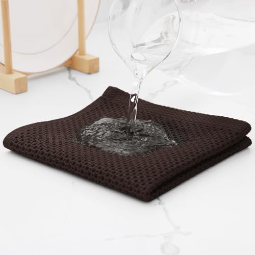 Kitinjoy 100% Cotton Waffle 8-Pack Kitchen Towels, Dark Brown - Image 3