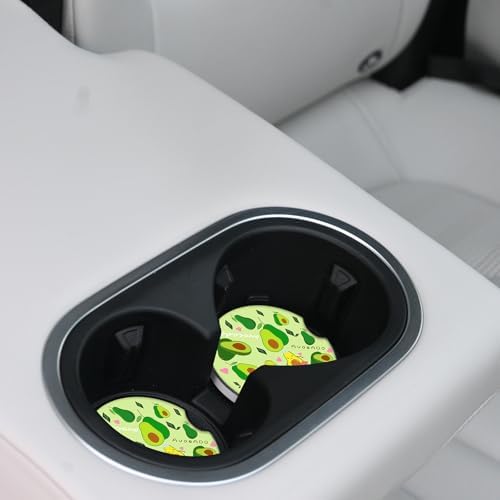 Cute Avocado Car Coasters: Pack of 2, Absorbent Ceramic Drink Cup Holder - Image 4