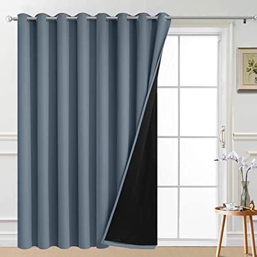 Yakamok Stone Blue Blackout Patio Door Curtain Panels W100 x L84, 1 Panel by Yakamok