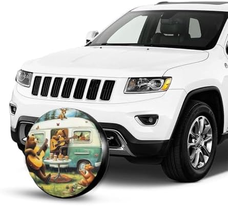 Forest Bear Playing Music Universal Spare Tire Cover, 14 Inch, Cute Waterproof - Image 7
