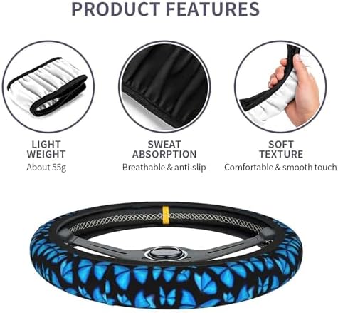 Blue Butterfly Steering Wheel Covers Non Slip Neoprene Steering Wheel Protector - Image 6