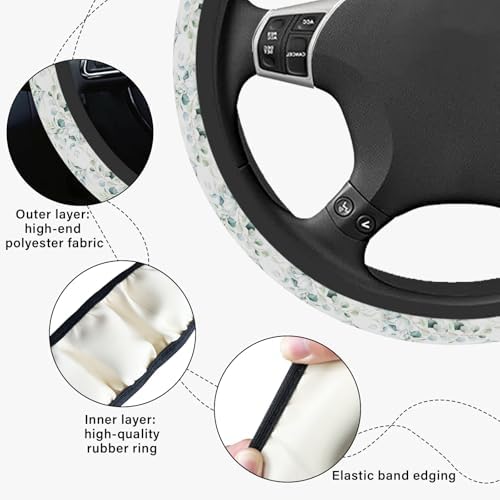 Leaf Steering Wheel Cover, Cute Print Steering Wheel Cover Protector, Ultra - Image 4