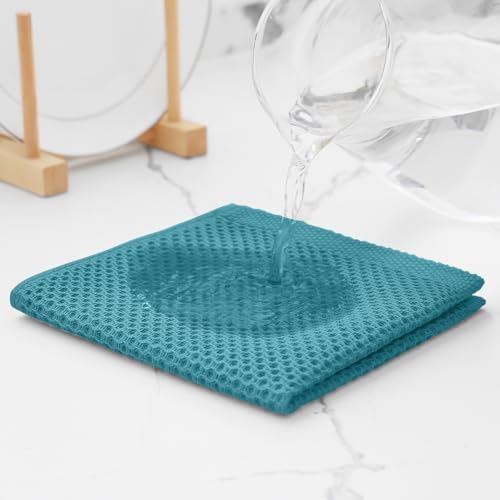 Kitinjoy 100% Cotton Waffle 6-Pack Kitchen Towels, Lake Blue - Image 5
