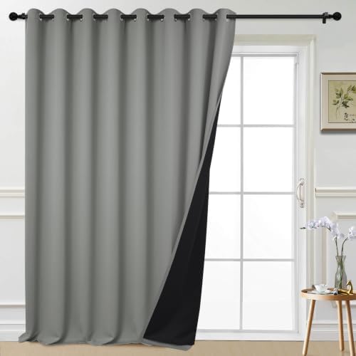 Yakamok Dove Grey Blackout Patio Door Curtain Panels W100 x L108, 1 Panel by Yakamok