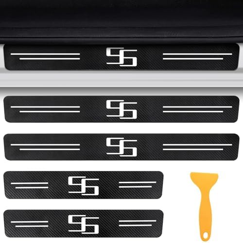 Door Sill Protectors for Chevy Camaro SS, Carbon Fiber Leather Front/Rear Door - Image 2