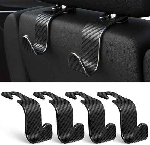4-Pack Car Headrest Hooks Holds 55lbs Seat Storage Organizer by Amooca