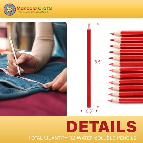 Mandala Crafts Red Water Soluble Fabric Pencils - Image 3