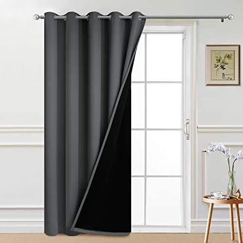 Yakamok Dark Grey Blackout Patio Door Curtain Panels W70 x L84, 1 Panel by Yakamok