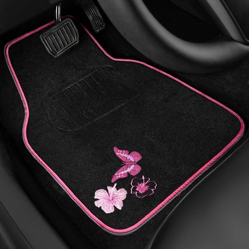 CAR PASS Embroidery Butterfly and Flower Car Floor Mats, - Image 2