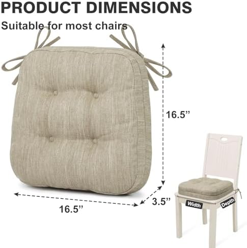 Shinnwa Dining Chair Cushions Set of 6, Dual-Layer Memory Foam Kitchen Chair - Image 6
