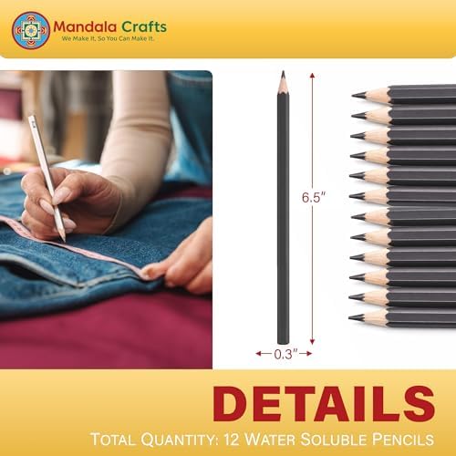 Mandala Crafts Gray Water Soluble Fabric Pencils - Image 3