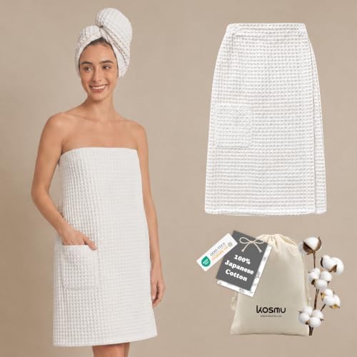 Luxury Organic Japanese Cotton Waffle Body Towel Wrap by KOSMU