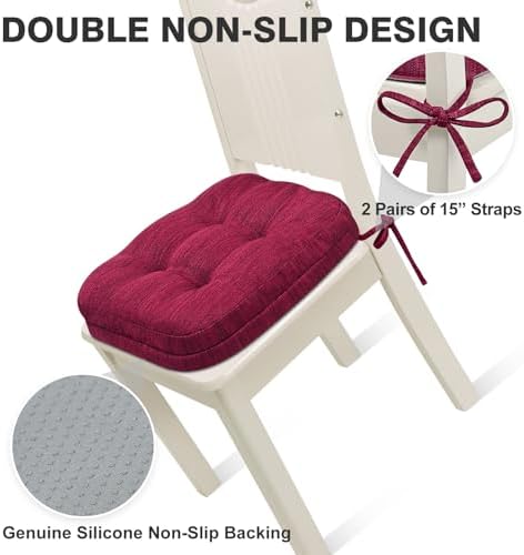 Shinnwa Kitchen Chair Cushions Set of 2, Dual-Layer Memory Foam Dining Chair - Image 5