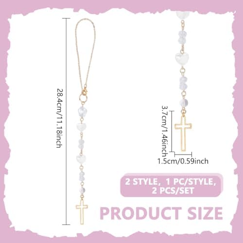 2pcs Cross Car Hanging Ornament Sun Catcher Rearview Mirror Charm Car Mirror - Image 2
