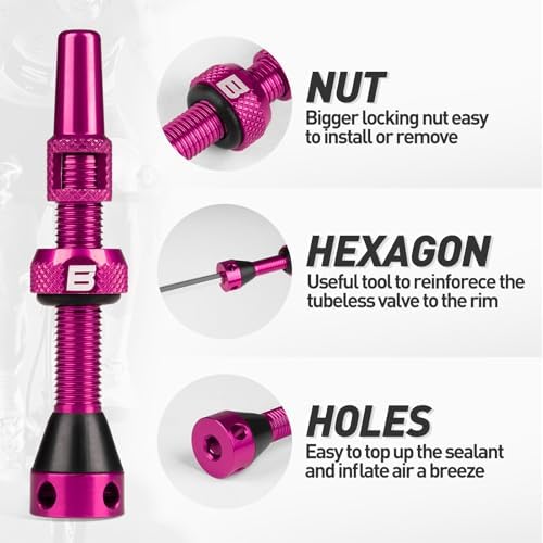 BWSHLF Tubeless Presta Valve Stem 40/44/55/60/65/80/100 mm, Super Light Alloy - Image 2