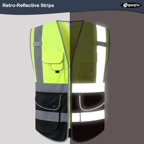 JKSafety Safety Vest for Men Women Reflective Hi Vis JK150 YBlack XL - Image 4