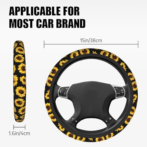 Steering Wheel Cover Sunflower Steering Wheel Cover Car Accessories Universal - Image 5