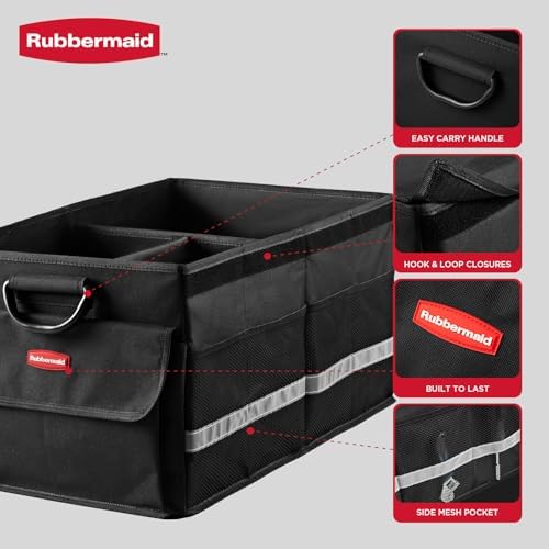 Rubbermaid Car Organizer, Collapsible Trunk Organizer, 3 Compartments - Image 3