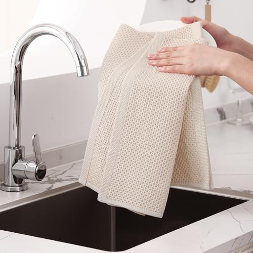 Homaxy 100% Cotton Oversized Waffle Weave Kitchen Towels 4-Pack - Image 4