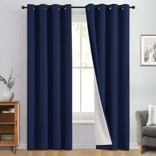 Yakamok Navy Blue 100% Blackout Curtains 84 Inches Long 50" Wide, 2 Panels by Yakamok