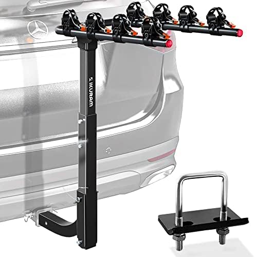 IKURAM R 4 Bike Rack Bicycle Carrier Racks Hitch Mount Double Foldable Rack by IKURAMR
