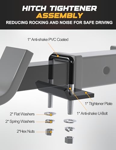 Anti Rattle Hitch Tightener 1.25", Rubber Coated Hitch Stabilizer - Image 6