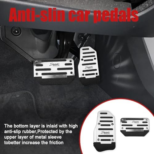 2PCS Non-Slip Car Pedal Covers, Premium Aluminum Alloy Gas and Brake Pedals - Image 4