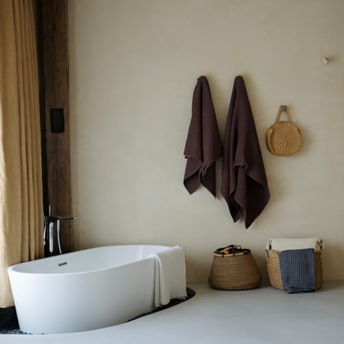 Luxury Organic Japanese Cotton Waffle Bath Towel | Thick, Quick Dry Bathroom - Image 3