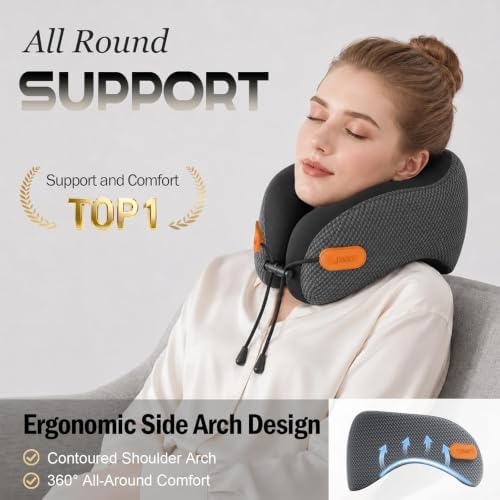 Ergonomic Travel Pillow, 100% Memory Foam Travel Neck Pillow - Image 2