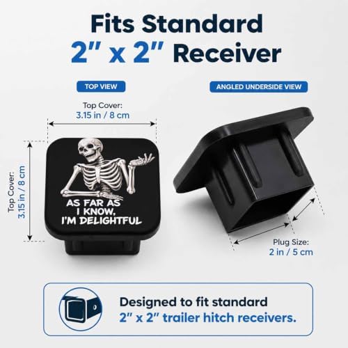 Funny Skull Skeleton 2" Hitch Cover, Rubber Towing Hitch Covers Hitch Protector - Image 2