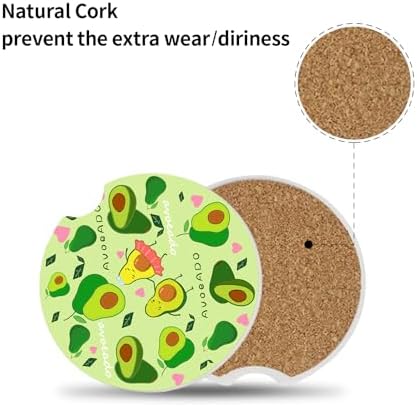 Cute Avocado Car Coasters: Pack of 2, Absorbent Ceramic Drink Cup Holder - Image 7
